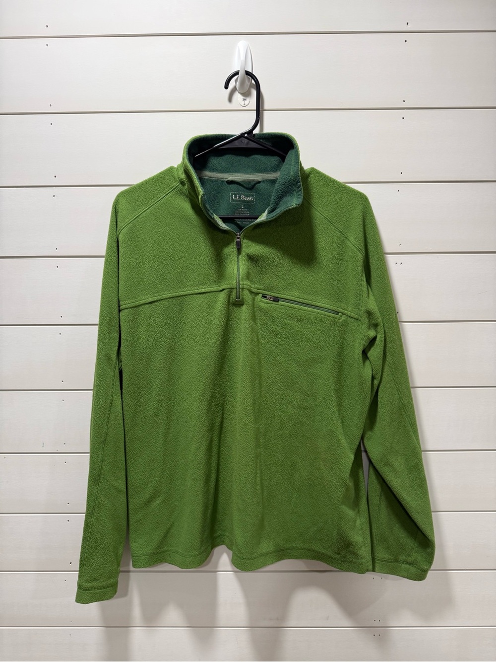 L.L. Bean Men's Bright Green Quarter-Zip Fleece Pullover